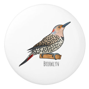 Bouton De Porte En Céramique Illustration d'oiseau de scintillement du Nord