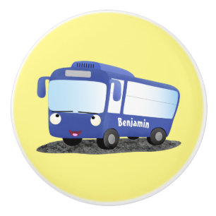 Bouton De Porte En Céramique Illustration d'un bus moderne bleu mignon