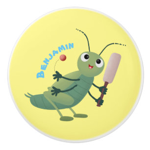Bouton De Porte En Céramique Illustration d'un insecte du cricket vert mou