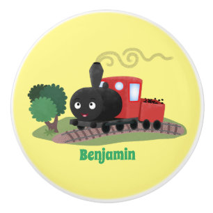 Bouton De Porte En Céramique Illustration d'une locomotive à vapeur mûre