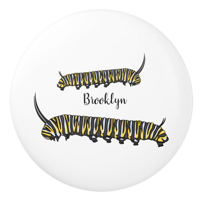 Bouton De Porte En Céramique Illustration Monarch caterpillar (Devant)