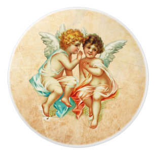 Bouton De Porte En Céramique Illustration vintage Ephemera Angel Cherubs
