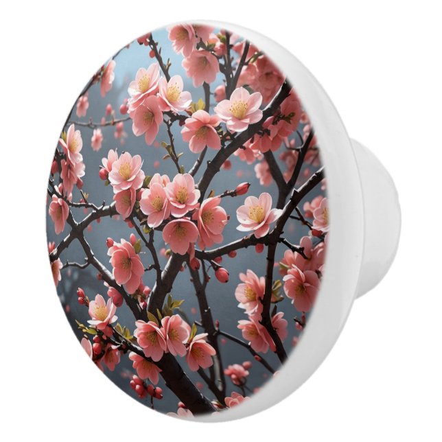 Bouton De Porte En Céramique Image Quince à fleur (Droite)