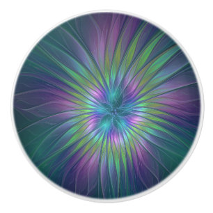 Bouton De Porte En Céramique Imaginaire brillant coloré Fleur Abstrait Fractal 