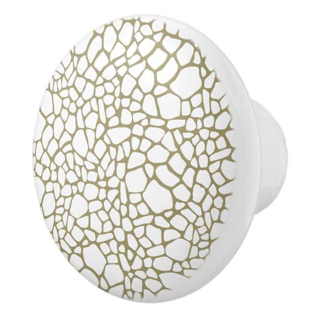 Bouton De Porte En Céramique Impression de girafe blanche or (Droite)