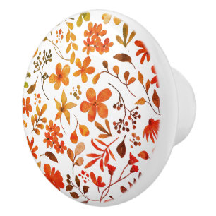 Bouton De Porte En Céramique Impression florale aquarelle