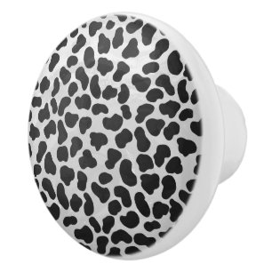 Bouton De Porte En Céramique Impression noire et blanche dalmate