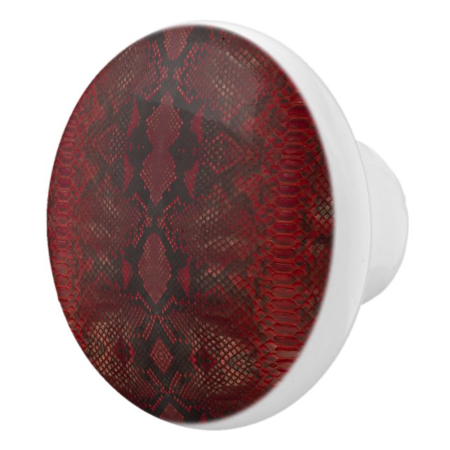 Bouton De Porte En Céramique Impression Python rouge et noir (Droite)