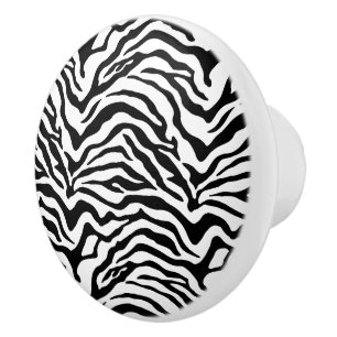 Bouton De Porte En Céramique Impression zèbre noir et blanc rayé
