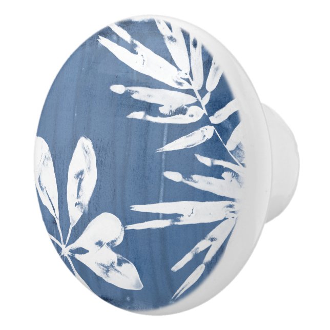 Bouton De Porte En Céramique Impressions tropicales Indigo - Verdure tropicale (Droite)