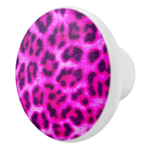 Bouton De Porte En Céramique Imprimé léopard rose vif