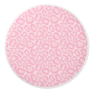 Bouton De Porte En Céramique Imprimé Safari Animal Léopard Guépard Rose