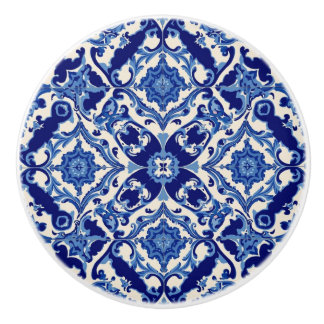Bouton De Porte En Céramique Indigo Azulejo Blue Portuguese Lisbon Talavera 