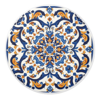 Bouton De Porte En Céramique Indigo Azulejo Blue Portuguese Lisbon Talavera 