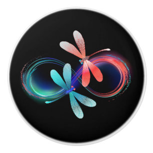 Bouton De Porte En Céramique Infini avec des libellules lumineuses