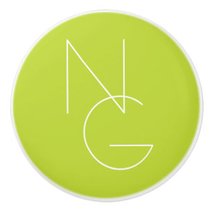 Bouton De Porte En Céramique Initiales de chevauchement modernes 2 Lime vert