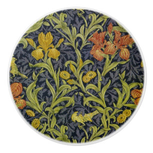 Bouton De Porte En Céramique Iris Motif (par William Morris)