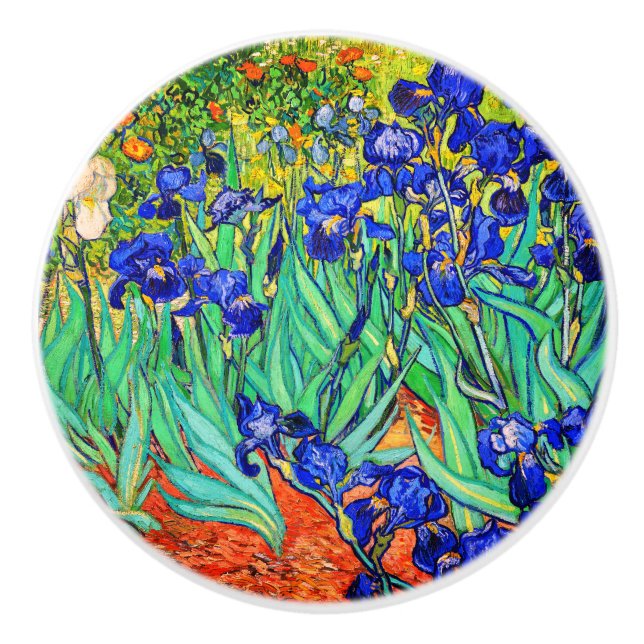 Bouton De Porte En Céramique Irises par Vincent Van Gogh (Devant)