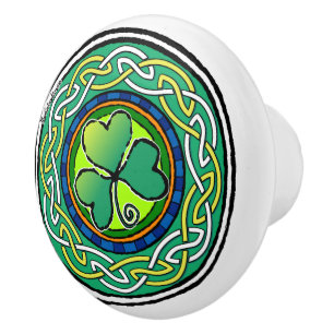 Bouton De Porte En Céramique Irish shamrock