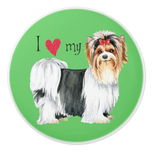 Bouton De Porte En Céramique J'aime mon Biewer Terrier