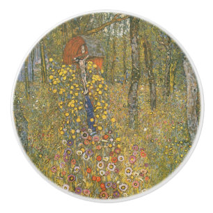 Bouton De Porte En Céramique Jardin agricole avec Crucifix (par Gustav Klimt)