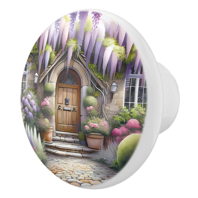 Bouton De Porte En Céramique Jardin de campagne fantaisiste (Droite)