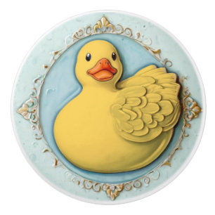 Bouton De Porte En Céramique Jaune Caoutchouc Ducky Cute Canard Duckie Toilette