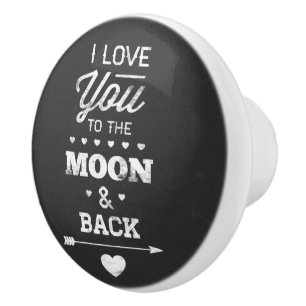 Bouton De Porte En Céramique Je T'Aime Sur La Lune Et De Retour