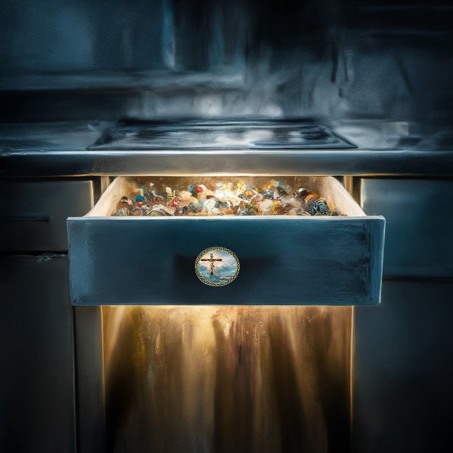 Bouton De Porte En Céramique Jésus suspendu à une croix de crucifixion chrétien (Créateur téléchargé)