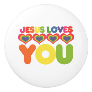 Bouton De Porte En Céramique Jésus t'aime