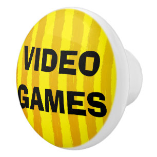 Bouton De Porte En Céramique Jeux vidéo bandes jaunes oranges