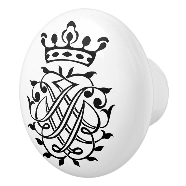 Bouton De Porte En Céramique Johann Sebastian Bach Crest Monogramme Insignia (Droite)