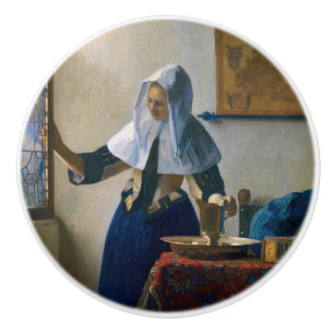 Bouton De Porte En Céramique Johannes Vermeer - Femme avec un lanceur d'eau