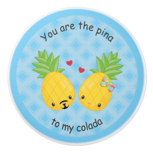 Bouton De Porte En Céramique Joli ananas Tropical Pina Colada Romantique
