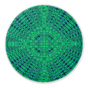 Bouton De Porte En Céramique Joli bleu et vert Abstrait