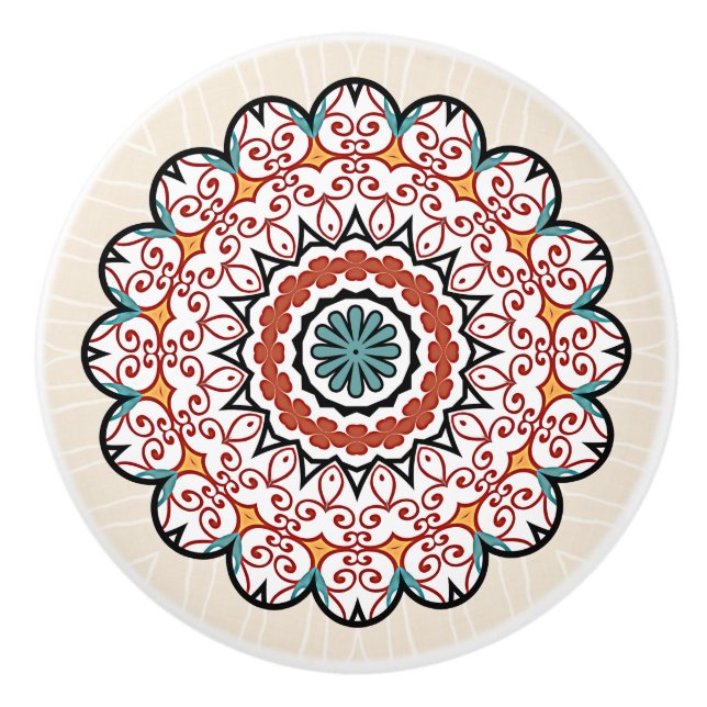 Bouton De Porte En Céramique Joli mandala (Devant)