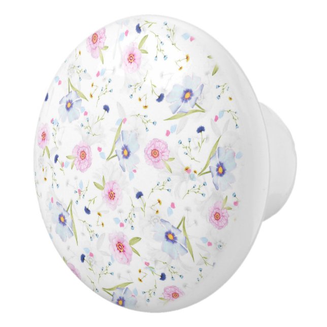 Bouton De Porte En Céramique Joli motif floral (Droite)