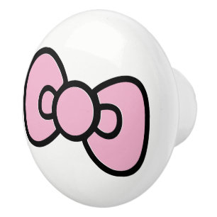 Bouton De Porte En Céramique Joli nœud rose fantaisiste