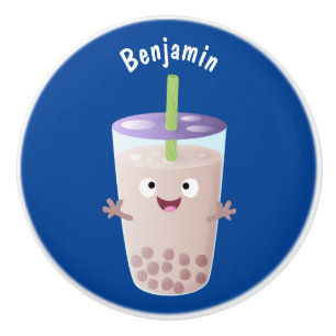 Bouton De Porte En Céramique Joli personnage de dessin animé boba thé bulle