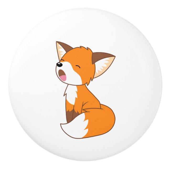 Bouton De Porte En Céramique Joli Petit Fox Sleepy (Devant)