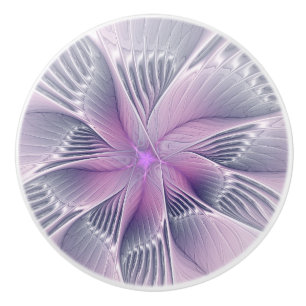 Bouton De Porte En Céramique Jolie fleur rose abstraite moderne art fractal