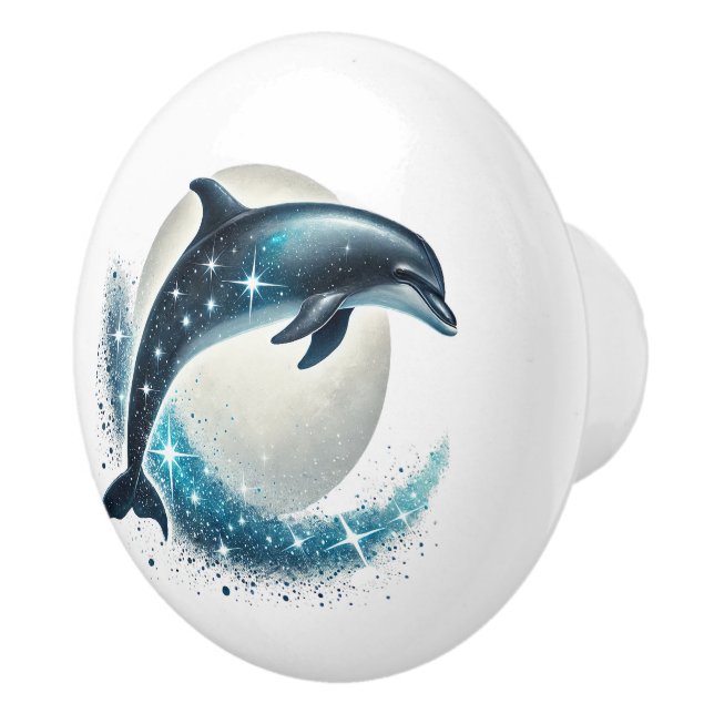 Bouton De Porte En Céramique Jolie plage tropicale abritant des dauphins (Droite)