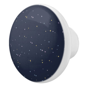 Bouton De Porte En Céramique Jolies Étoiles Sur Un Ciel Nocturne Étincelant