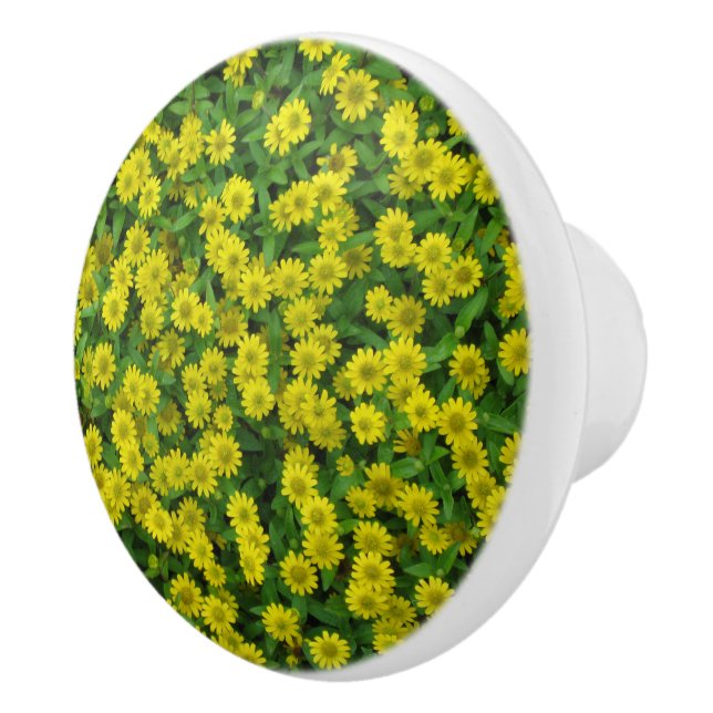Bouton De Porte En Céramique Jolies Fleurs Jaunes (Droite)
