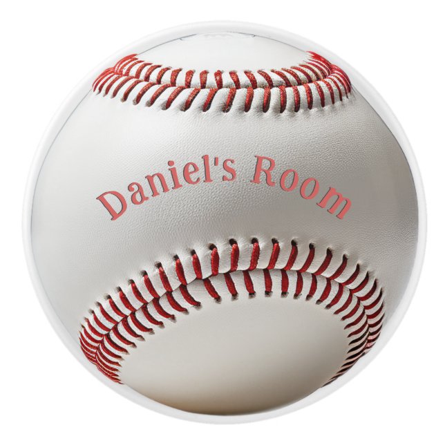 Bouton De Porte En Céramique Joueur de base-ball (Devant)