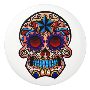 Bouton De Porte En Céramique Jour de la mort crâne de sucre Dresser Knob Pull