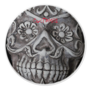 Bouton De Porte En Céramique Jour du crâne de sucre de la mort de Thunder_Cove