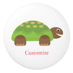 Bouton De Porte En Céramique Joyeuse tortue souriante Thunder_Cove
