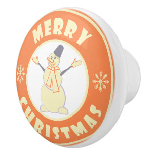 Bouton De Porte En Céramique Joyeux Noël heureux bonhomme de neige célèbre styl