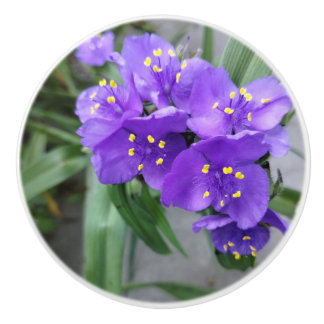 Bouton De Porte En Céramique Joyful Purple Flowers